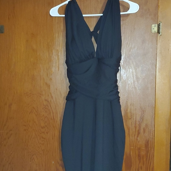 Stretchy V-Neck Little Black Dress - Picture 10 of 12